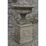 MOULDED STONE URN JARDINIERE