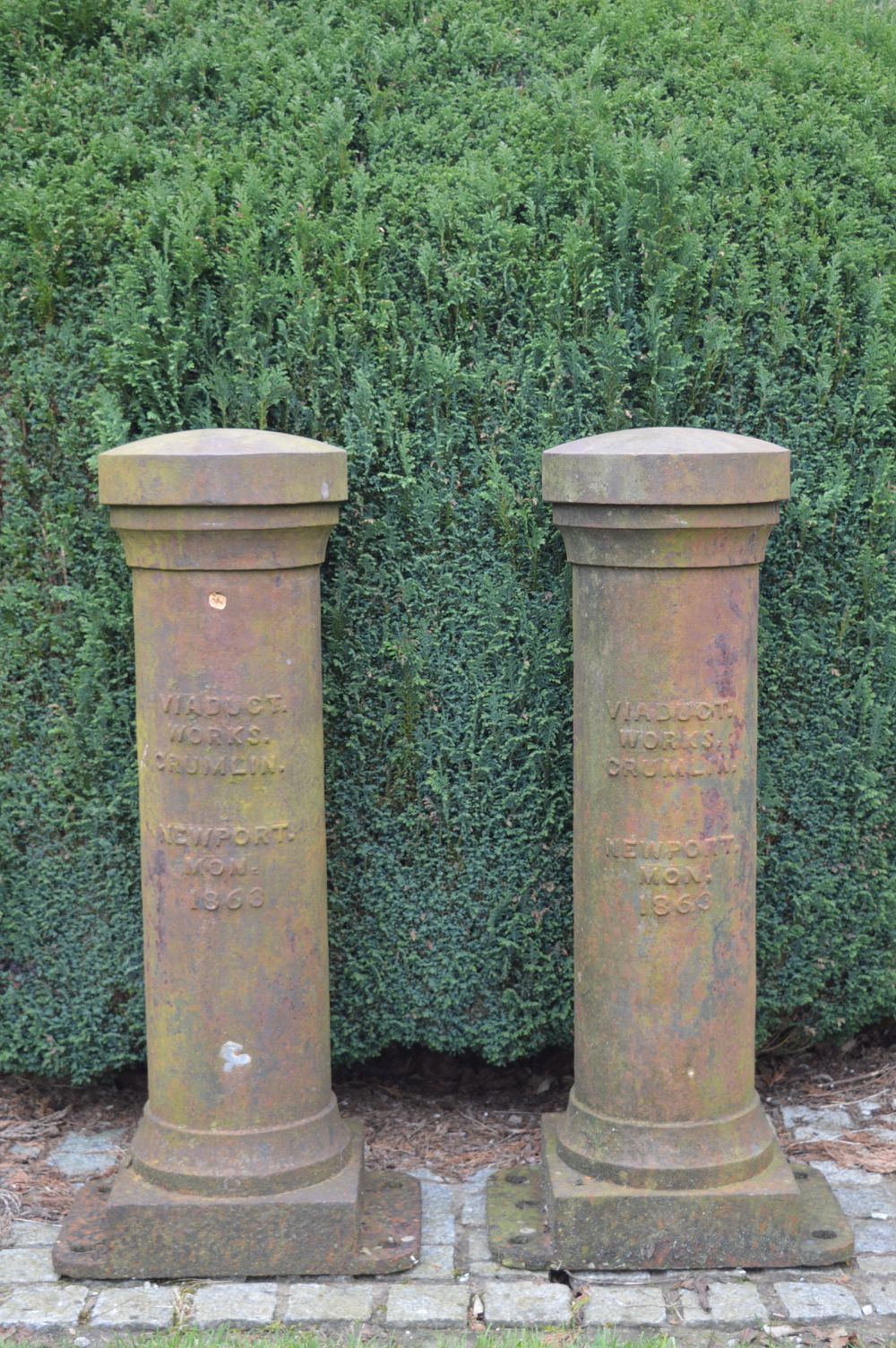 PAIR OF 19TH-CENTURY SHIPYARD CAST IRON BOLLARDS