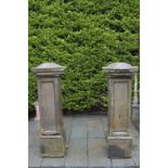 PAIR OF LARGE CUT STONE ENTRANCE PIERS