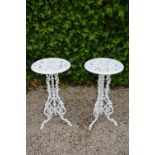 PAIR OF CAST IRON GARDEN TABLES