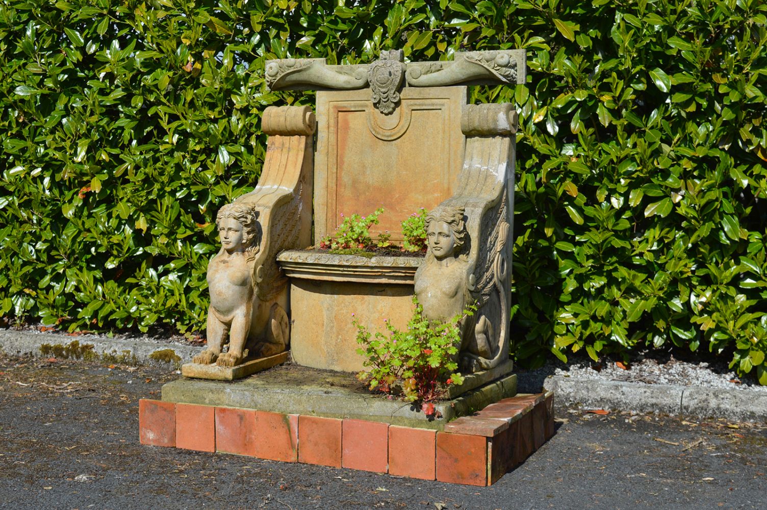 MOULDED STONE CEREMONIAL GARDEN SEAT