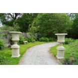 PAIR OF LARGE ITALIANATE STONE ESTATE URNS