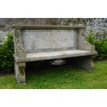 CARVED LIMESTONE BENCH