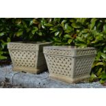 PAIR OF MOULDED TERRACOTTA PLANTERS