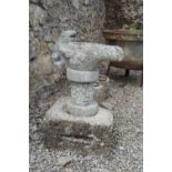 CARVED LIMESTONE FOUNTAIN