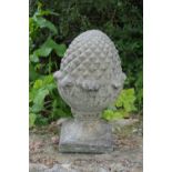 PAIR OF MOULDED STONE ACORN FINIALS