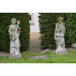 PAIR OF STONE GARDEN SCULPTURES