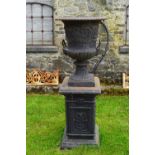 LARGE CAST IRON JARDINIERE ON STAND