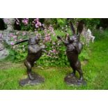 PAIR OF BRONZE GARDEN SCULPTURES