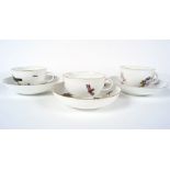 THREE MEISSEN CABARET CUPS AND SAUCERS