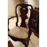 19TH-CENTURY DUBLIN ELBOW CHAIR