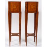 PAIR OF SATINWOOD AND INLAID PLANT STANDS