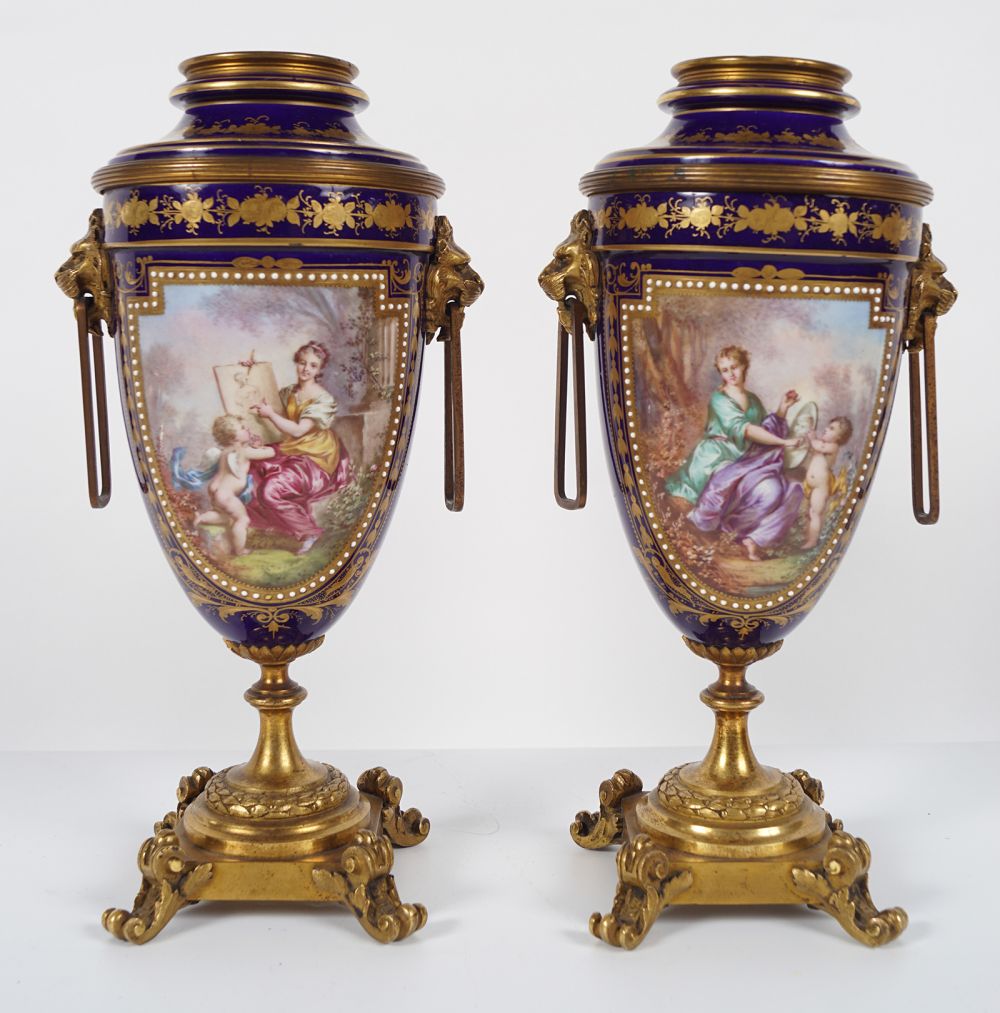 PAIR OF 19TH-CENTURY SÈVRES CANDLE URNS - Image 3 of 8