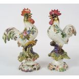 PAIR OF FAIENCE POLYCHROME COCKERELS
