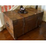 LARGE METAL BOUND CAMPAIGN TRUNK