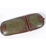 19TH-CENTURY BRASS AND SHAGREEN SPECTACLE CASE