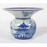 CHINESE QING BLUE AND WHITE SPITTOON