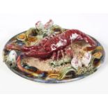 19TH-CENTURY MAJOLICA LOBSTER PLATE