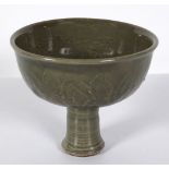 CHINESE GUAN WARE CELADON STEM BOWL