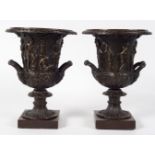 PAIR OF 19TH-CENTURY BRONZE URNS