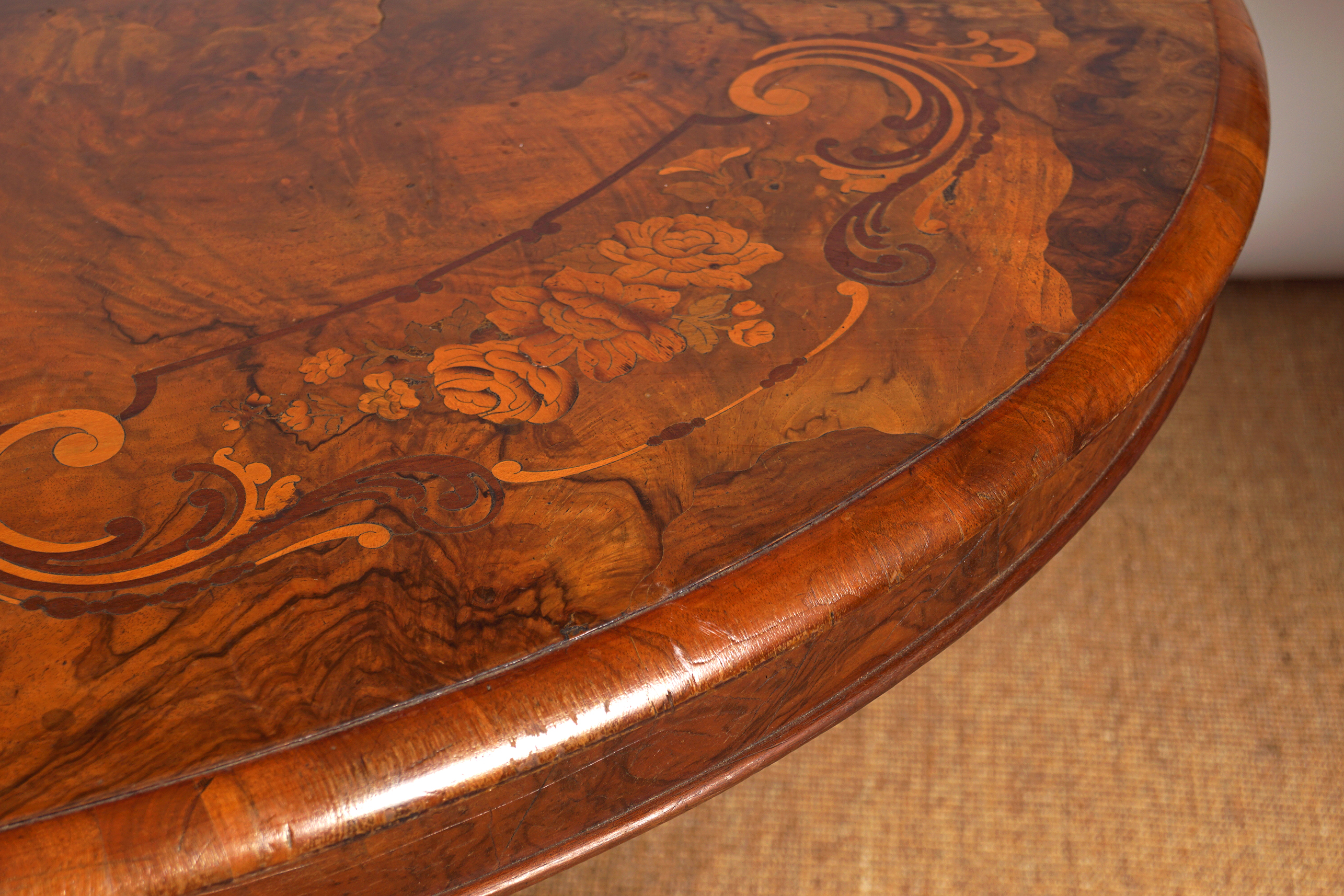 19TH-CENTURY WALNUT AND MARQUETRY TABLE - Image 7 of 9