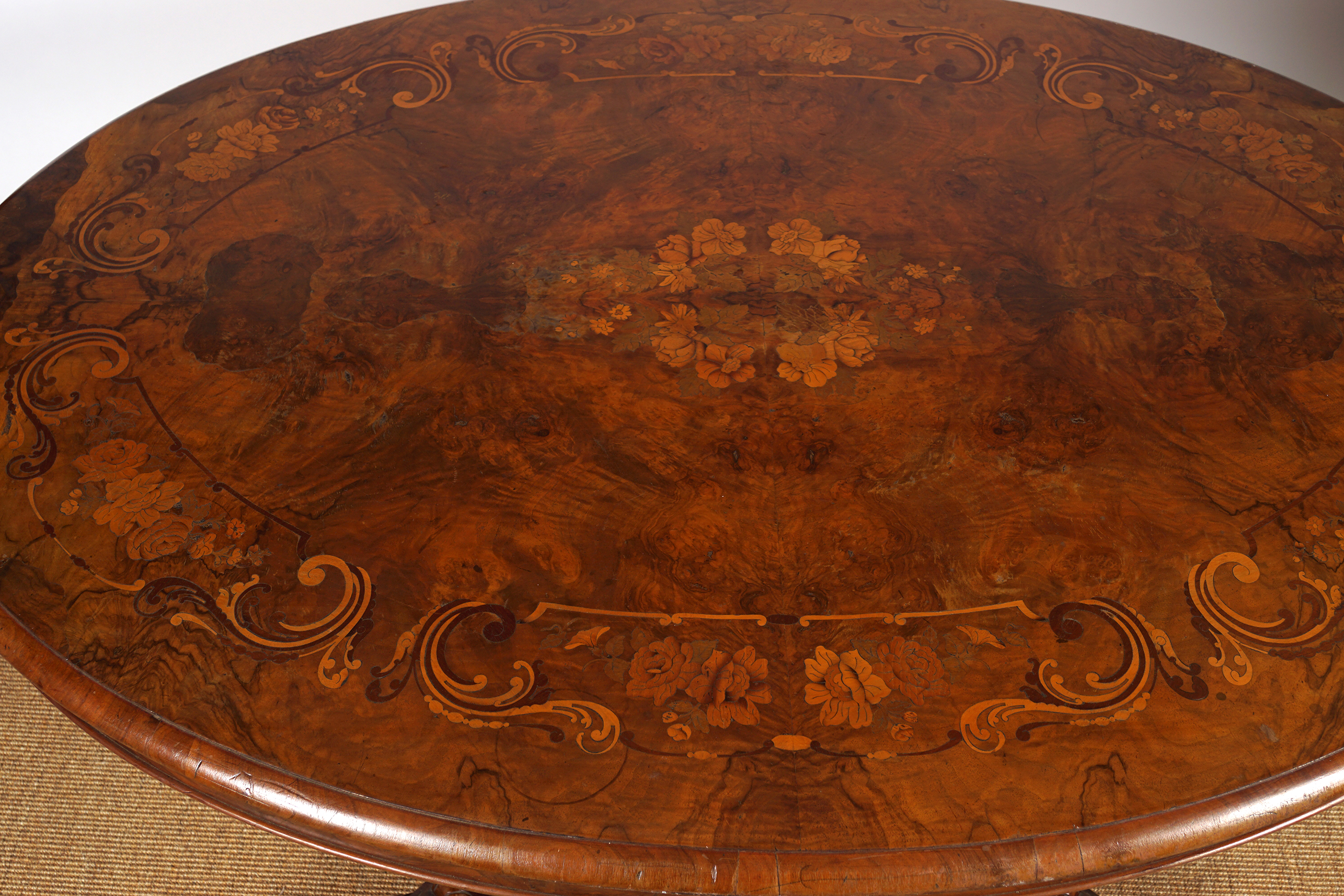19TH-CENTURY WALNUT AND MARQUETRY TABLE - Image 3 of 9
