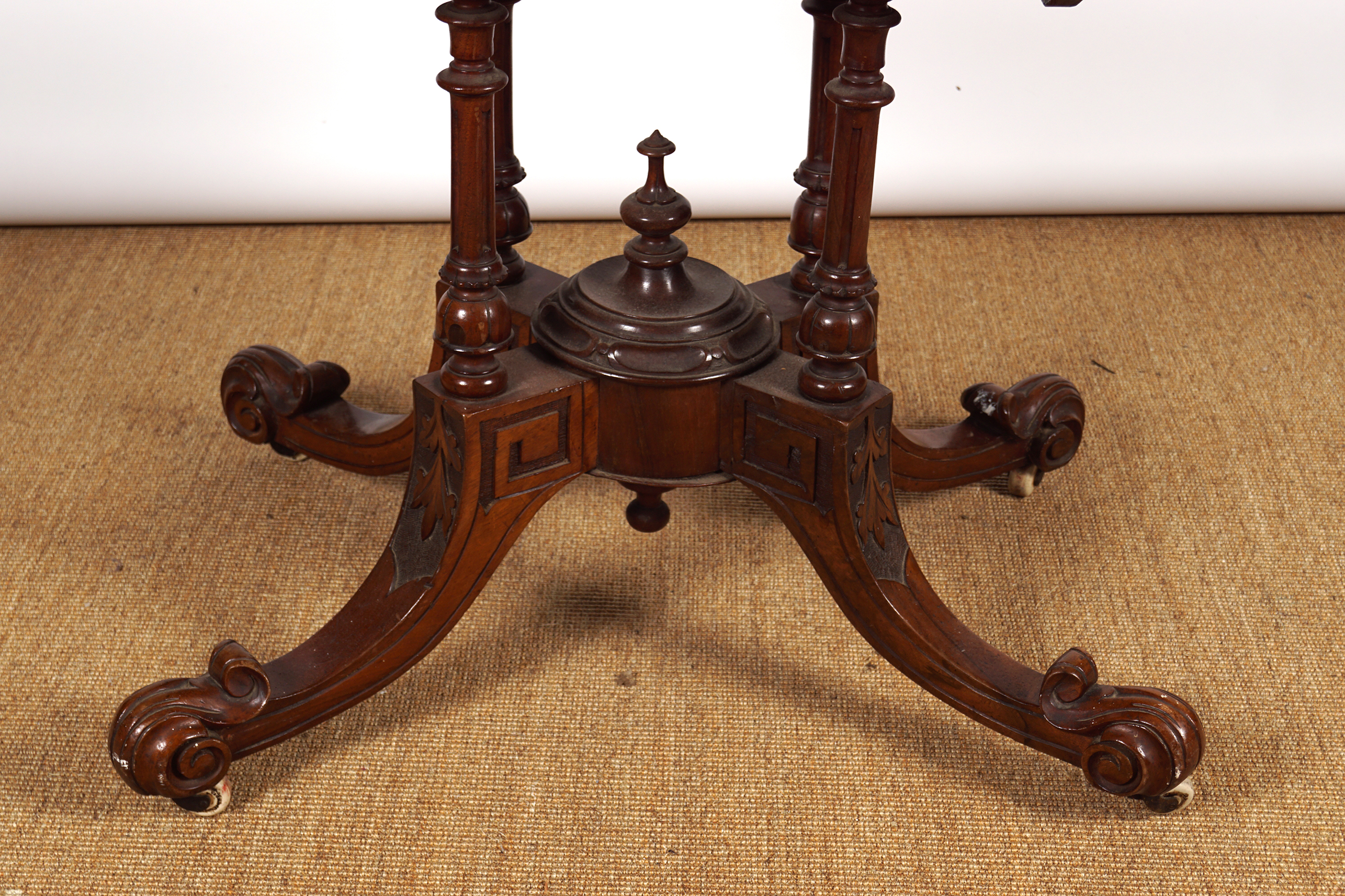 19TH-CENTURY WALNUT AND MARQUETRY TABLE - Image 9 of 9