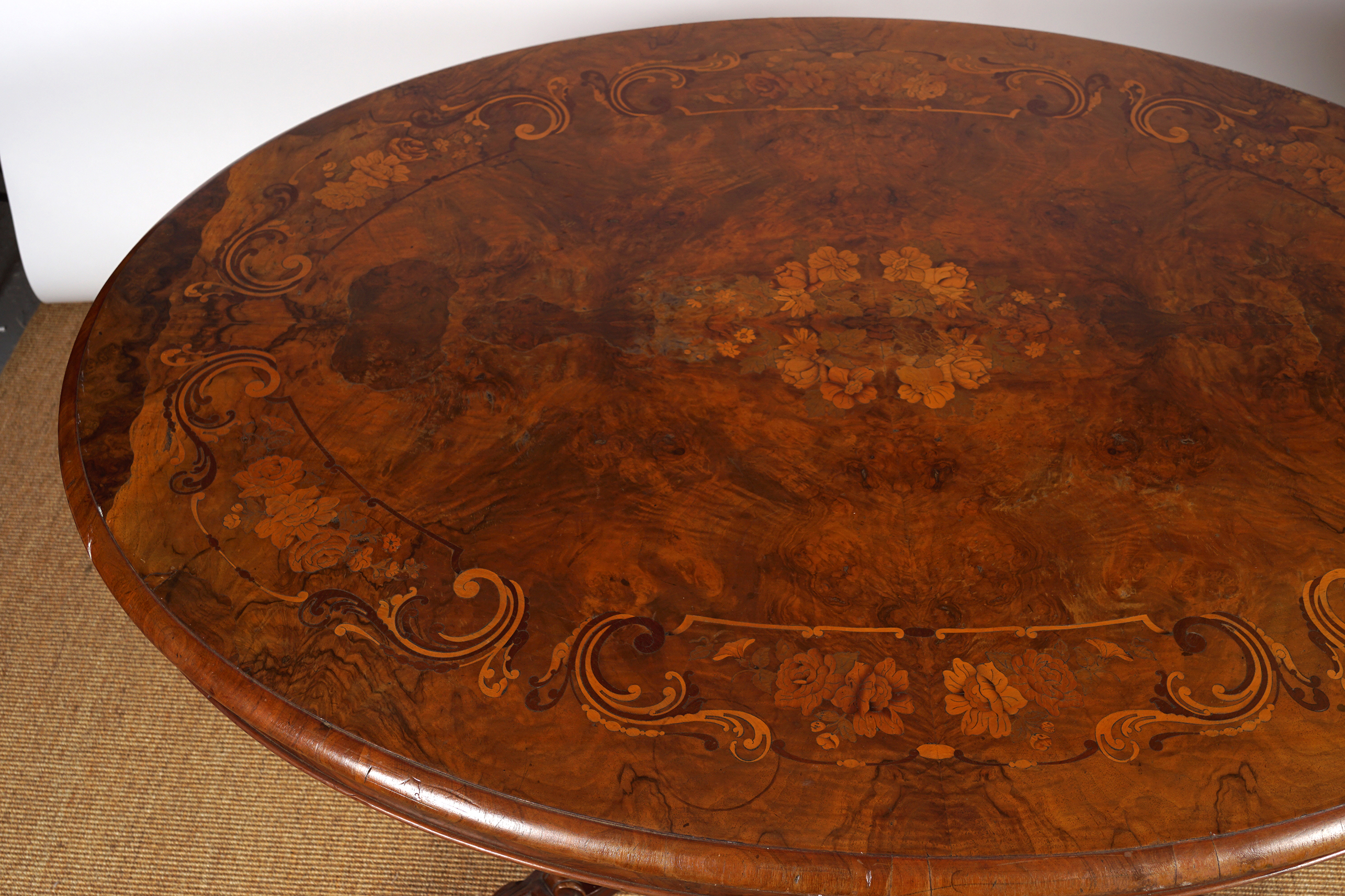 19TH-CENTURY WALNUT AND MARQUETRY TABLE - Image 4 of 9