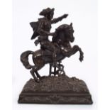 19TH-CENTURY METAL CAVALIER ON HORSEBACK