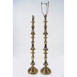 PAIR OF LARGE EDWARDIAN BRASS TABLE LAMPS