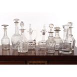 GROUP OF 7 GEORGIAN GLASS DECANTERS