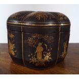 19TH-CENTURY LACQUERED TEA CADDY