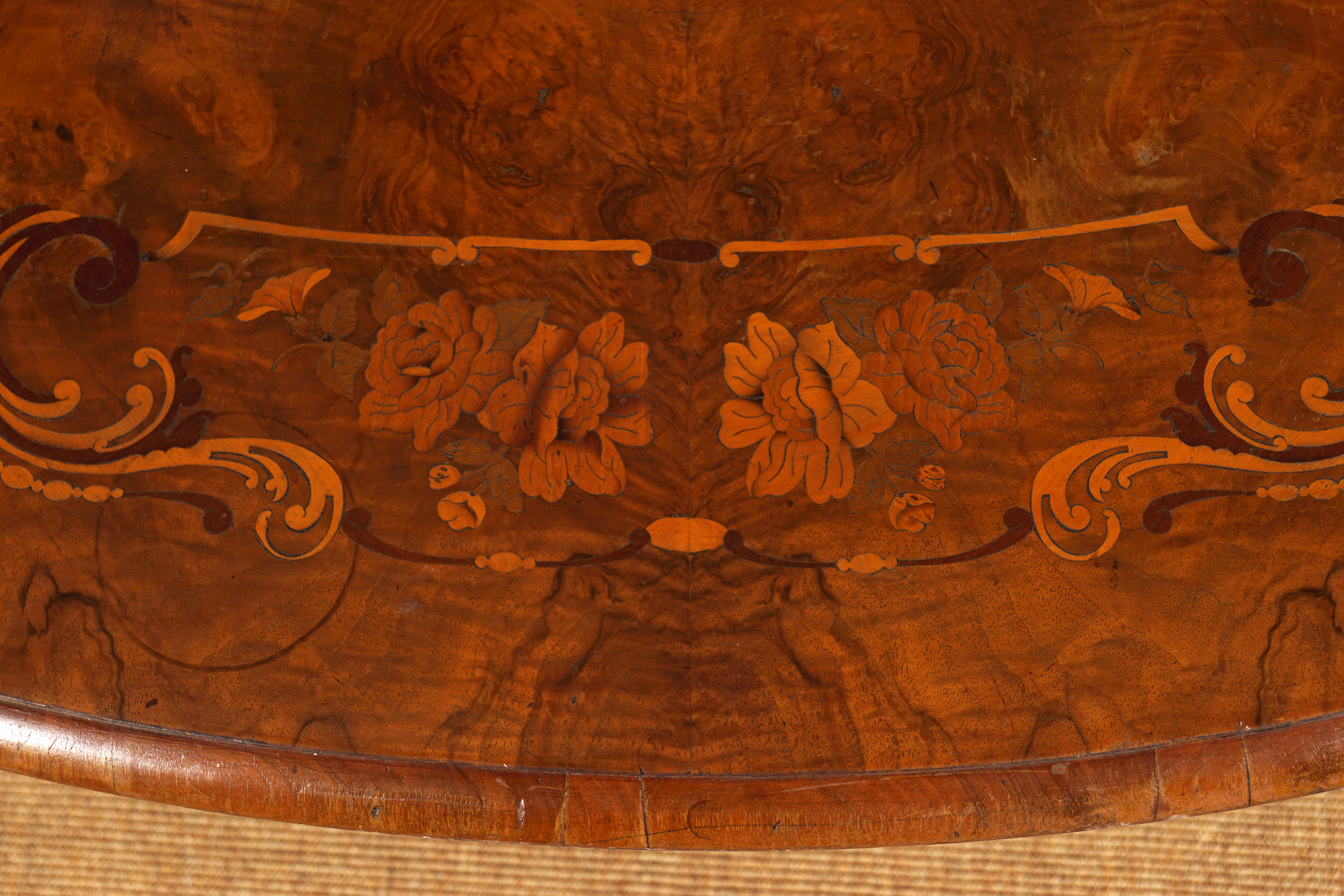 19TH-CENTURY WALNUT AND MARQUETRY TABLE - Image 6 of 9