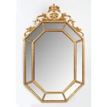 GILT FRAMED CUSHION OVER MANTLE MIRROR