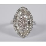 NAVETTE STYLE DIAMOND PANEL DRESS RING