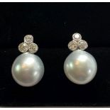 DIAMOND AND PEARL STUD EARRINGS