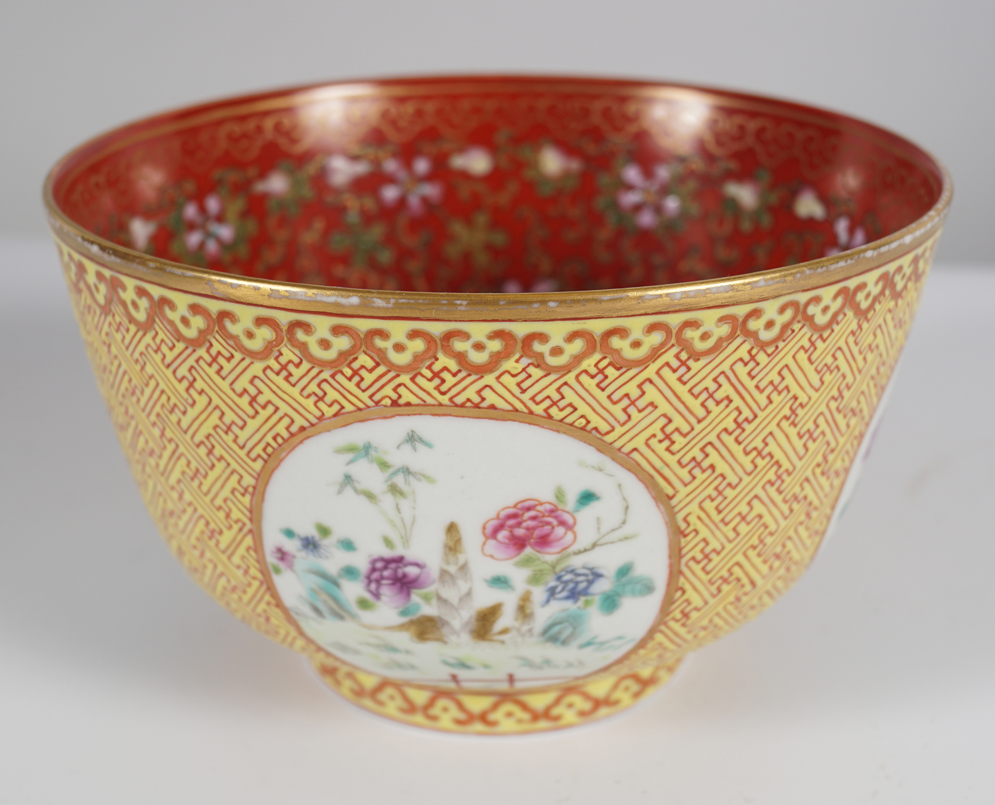 CHINESE FAMILLE ROSE COCKEREL AND DORMOUSE BOWL - Image 3 of 5