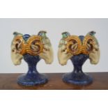 PAIR OF 19TH-CENTURY MAJOLICA VASES