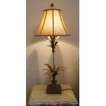 PAIR OF BRASS AND GLASS TABLE LAMPS