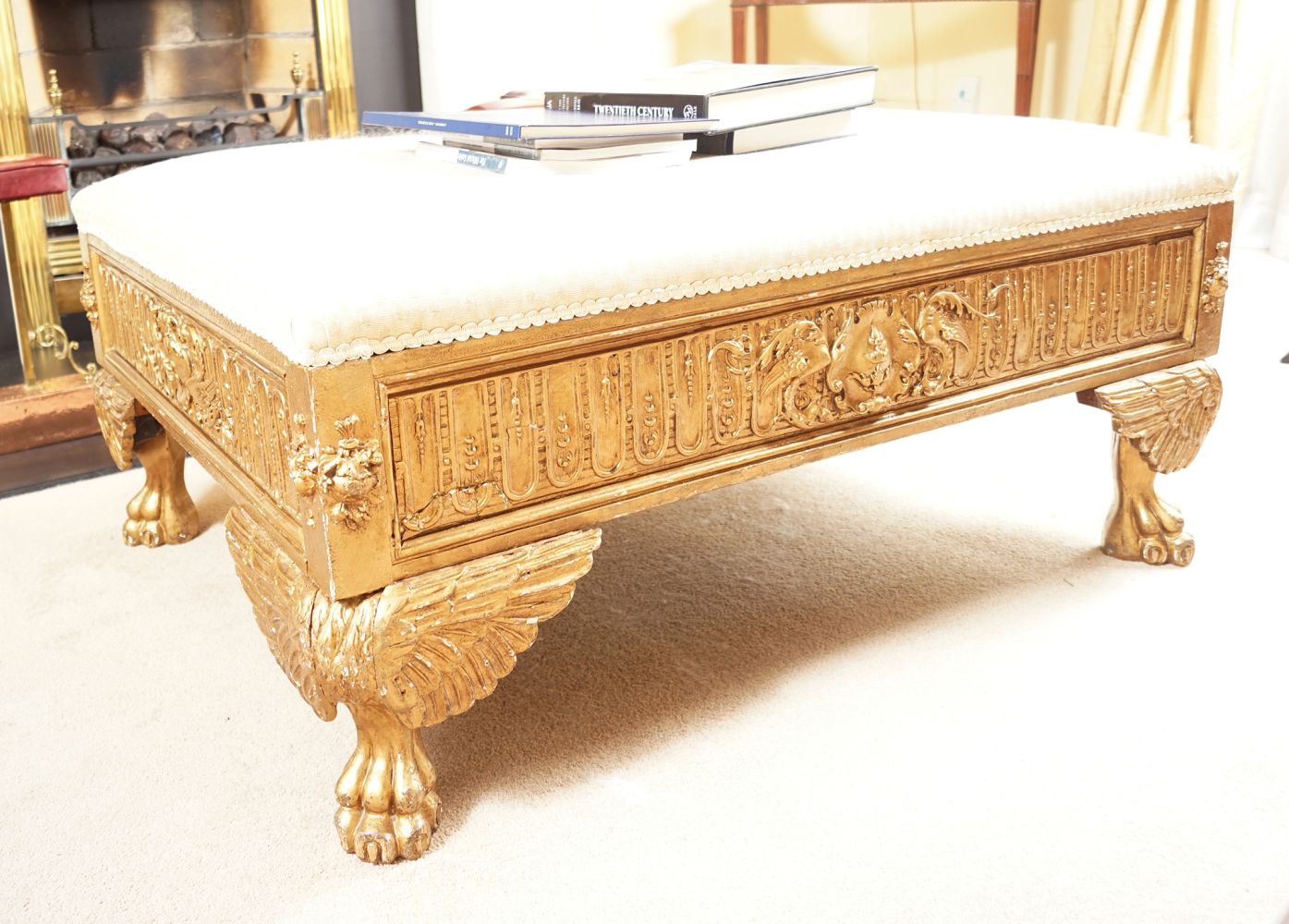 LARGE 19TH-CENTURY GILT FRAMED STOOL