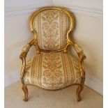 PAIR OF 19TH-CENTURY GILT FRAMED ARMCHAIRS