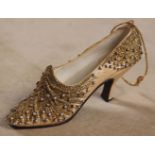 MINIATURE FAUX JEWEL MOUNTED LEATHER SHOE