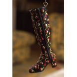 PAINTED CERAMIC BOOT KEY RING