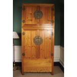 CHINESE PROVINCIAL PINE CABINET ON CABINET