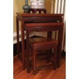 CHINESE NEST OF 4 HARDWOOD TABLES