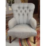 PAIR OF MODERN DEEP BUTTONED UPHOLSTERED CHAIRS