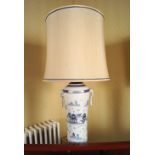 LARGE CHINESE BLUE AND WHITE TABLE LAMP