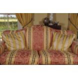 2 YELLOW STRIPED SILK UPHOLSTERED CUSHIONS