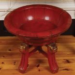 CHINESE RED LACQUERED AND GILDED BOWL