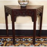 CHINESE LATE QING CARVED HARDWOOD TABLE